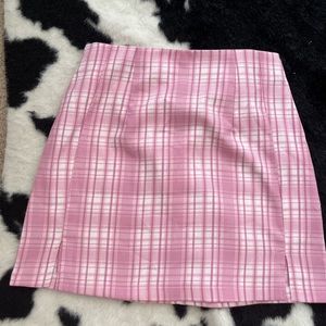 pink plaid a line mini skirt
